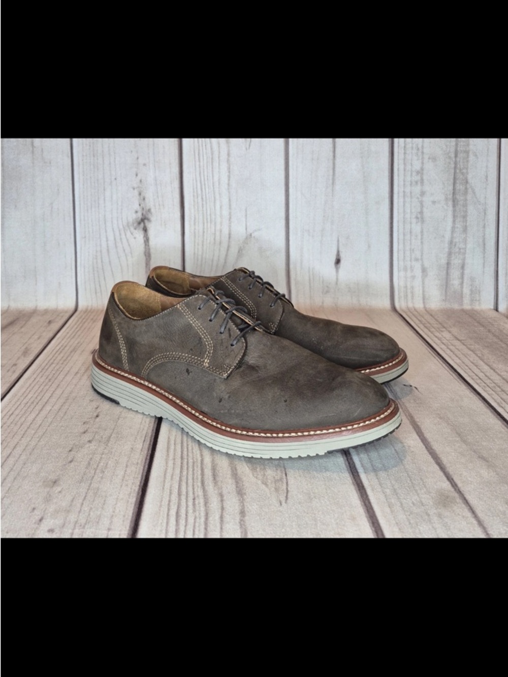 Johnston & Murphy Men's Size 11M Upton Plain Toe Lace Up Shoes Dark Brown Nubuck